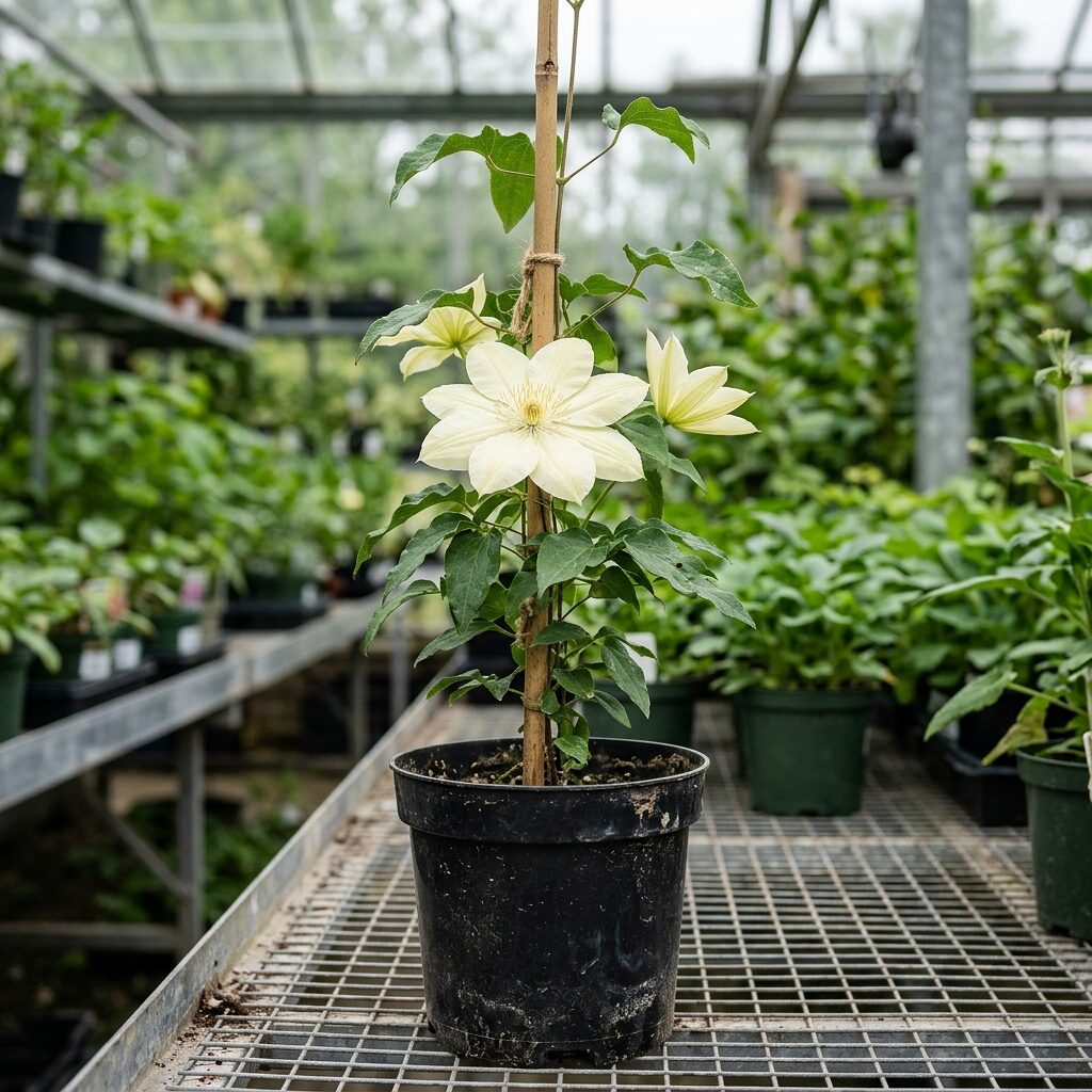 Clematis Guernsey Cream Blanco crema