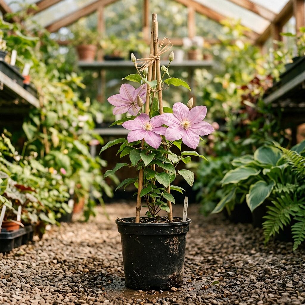 Clematis Comtesse de Bouchaud Rosado suave
