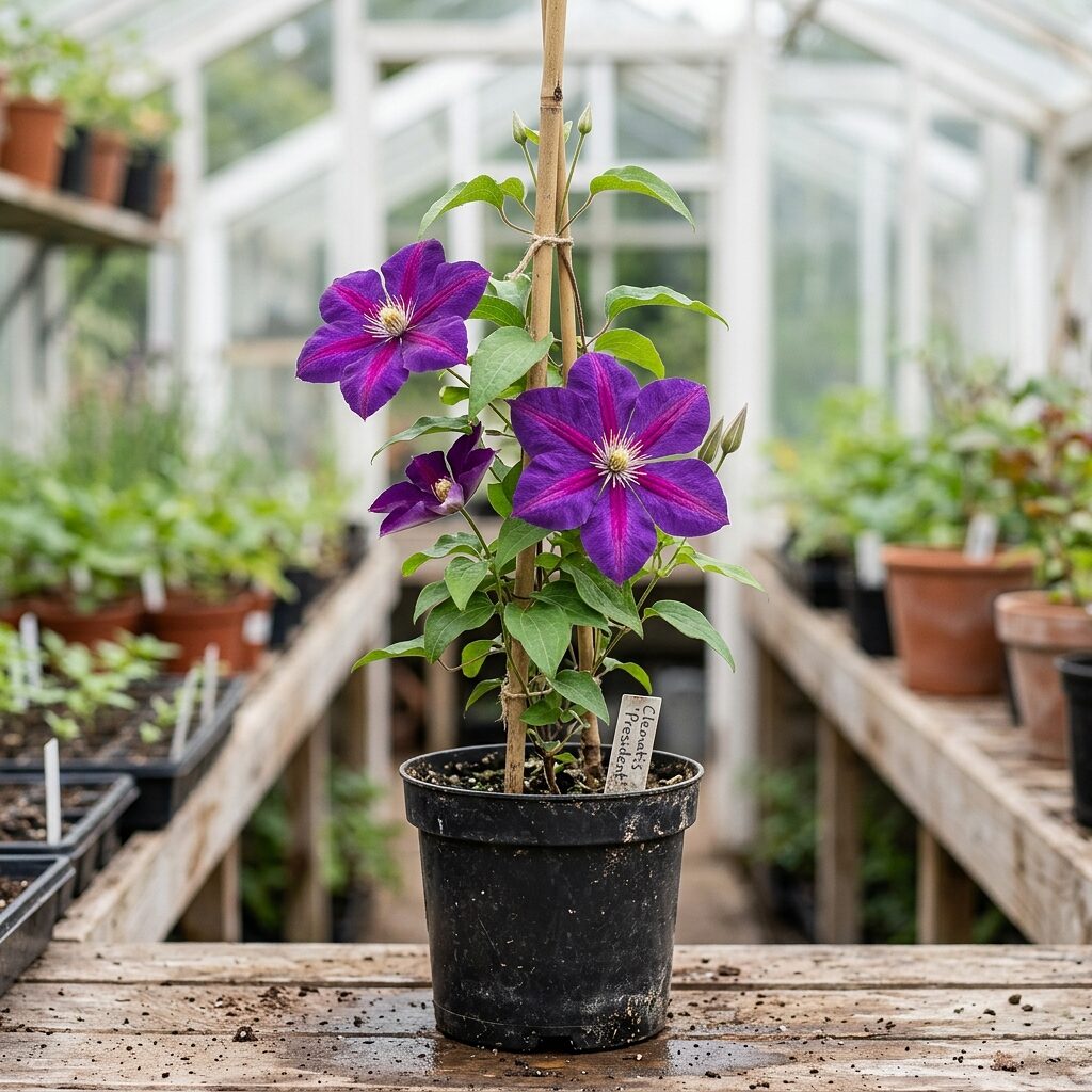 Clematis Star of India Morada linea fucsia