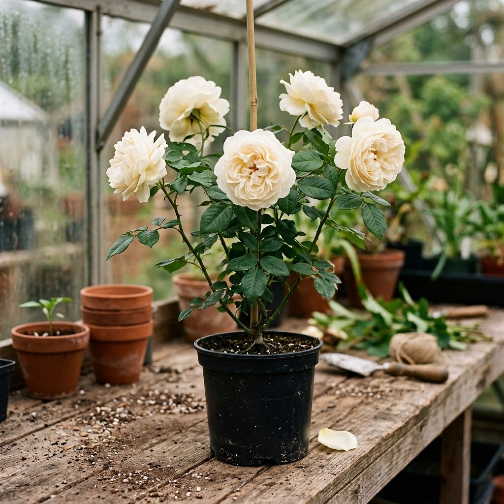Rosa TR. Mon Jardin ét Ma Maison Blanca doble