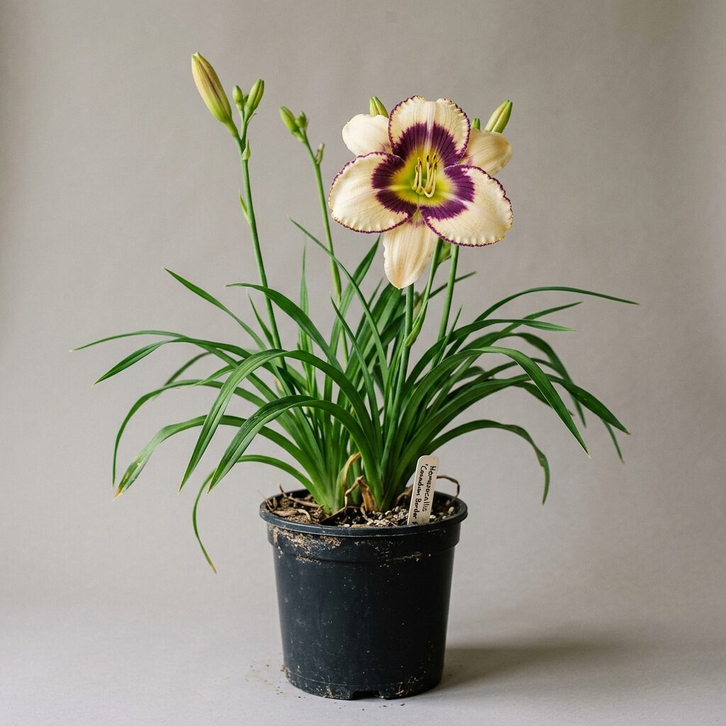 Hemerocallis Canadian Border Patrol Crema con rojo