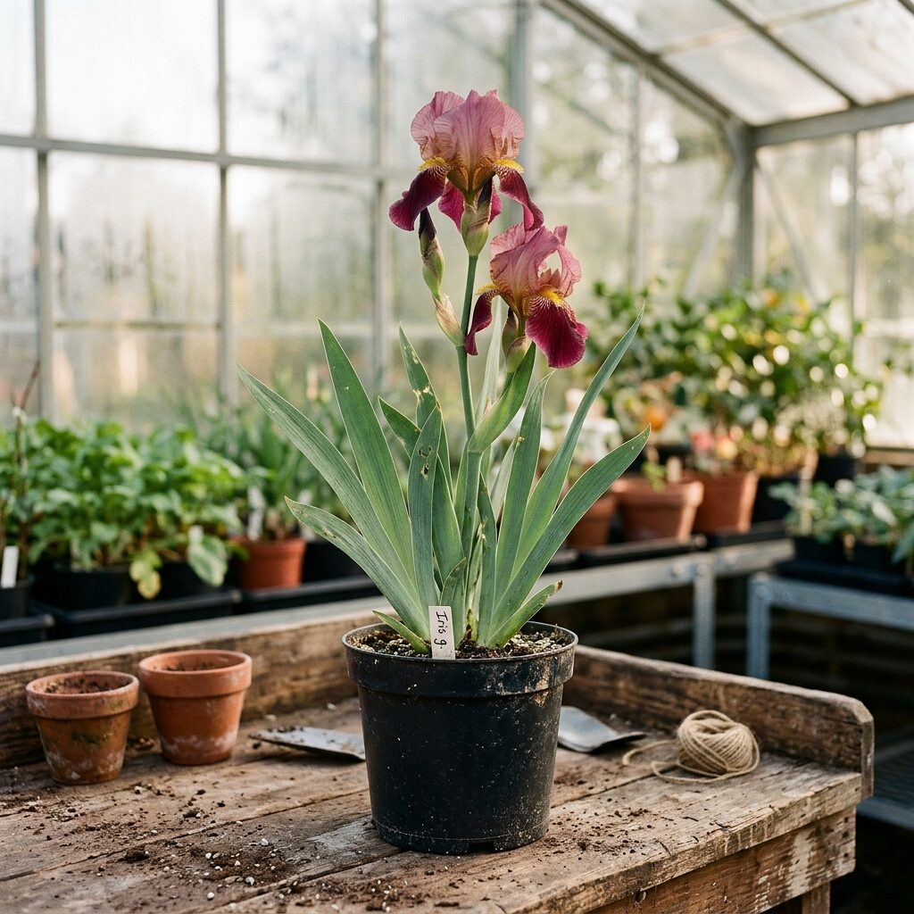 Iris germanica Burdeo claro