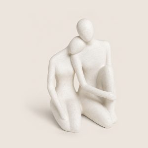 Macetero decorativo pareja abstracta en cerámica blanca